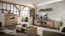 Couchtisch >Bellano< in Viking Oak Dekor, MDF, Spannplatte - 110x41x65cm (BxHxT)