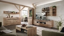 Couchtisch >Bellano< in Viking Oak Dekor, MDF, Spannplatte - 110x41x65cm (BxHxT)