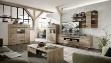 Couchtisch >Bellano< in Viking Oak Dekor, MDF, Spannplatte - 110x41x65cm (BxHxT)