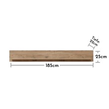 Wandboard >Bellano< in Viking Oak Dekor, Spannplatte - 185x25x22cm (BxHxT)