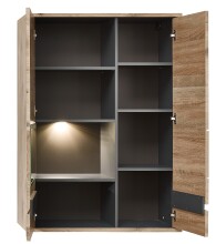Wohnwand >Bellano< in Viking Oak Dekor, MDF, Spannplatte - 346x202x44cm (BxHxT)
