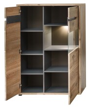 Wohnwand >Bellano< in Viking Oak Dekor, MDF, Spannplatte - 346x202x44cm (BxHxT)