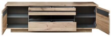 Wohnwand >Bellano< in Viking Oak Dekor, MDF, Spannplatte - 309x185x44cm (BxHxT)