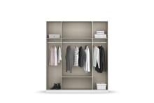 Drehtürenschrank >Davoa< in grau metallic / Eiche Artisan / Spiegel - B/H/T: 181/210/54 cm