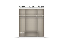 Drehtürenschrank >Davoa< in grau metallic / Eiche Artisan / Spiegel - B/H/T: 181/210/54 cm