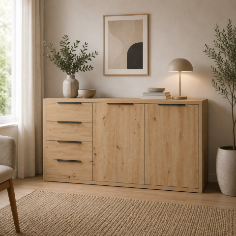 Sideboard >Clyde< in asteiche Dekor - 180x90x45cm (BxHxT)