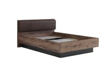 Bett >JACKY< in Schlamm/Scripteiche Dekor mit Schwarz Eiche, 146,2x87,7x209,6 cm B/H/T