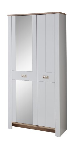 Schuhschrank >Dijon< in Ashgrey Dekor, MDF, Spannplatte - 98x201x38cm (BxHxT)