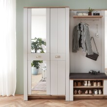 Schuhschrank >Dijon< in Ashgrey Dekor, MDF, Spannplatte - 98x201x38cm (BxHxT)