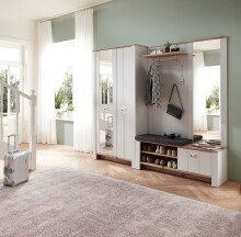 Schuhschrank >Dijon< in Ashgrey Dekor, MDF, Spannplatte - 98x201x38cm (BxHxT)