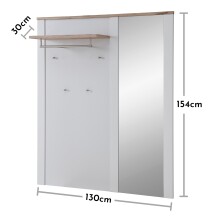 Garderobenspiegel >Dijon< in Ashgrey Dekor - 130x154x30 (BxHxT)