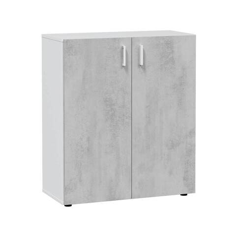 Mehrzweckschrank >Tidy< in Weiß / Beton Grau - 80x92x37 (BxHxT)