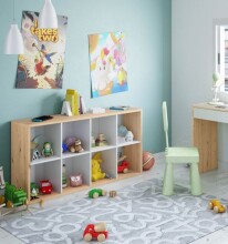 Bücherregal >Noa< in Artik Weiß / Nodi-Eiche - 72x136x33 (BxHxT)