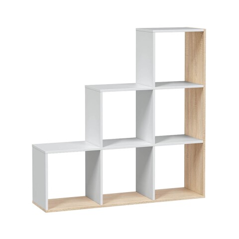 Stufenregal >Step< in Kanda-Eiche / Artik-Weiß - 108x110x28 (BxHxT)