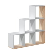 Stufenregal >Step< in Kanda-Eiche / Artik-Weiß - 108x110x28 (BxHxT)