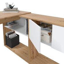 Schreibtisch >Duo< in Nodi-Eiche / Artik-Weiß - 108x140x70 (BxHxT)