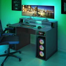 Gamingtisch >Ozone< in Anthrazit-Grau - 136x88x67 (BxHxT)