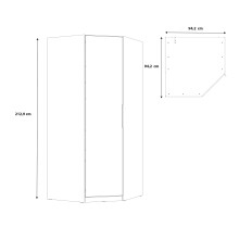 Eckkleiderschrank >CADIXO< in Sonoma Eiche - 94,2x212,9x94,2cm (BxHxT)