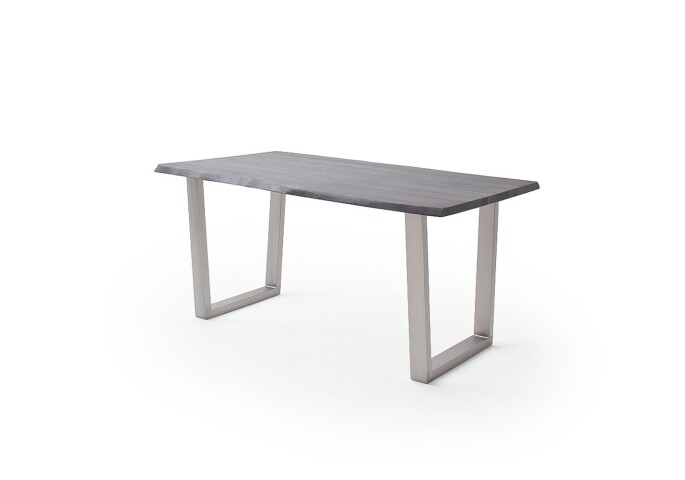 Baumkantentisch >Calabria< in Akazie grau lackiert - 200x77,5x100 (BxHxT)