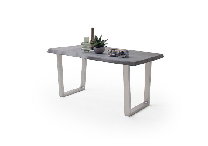 Baumkantentisch >Calabria< in Akazie grau lackiert - 200x79,5x100 (BxHxT)