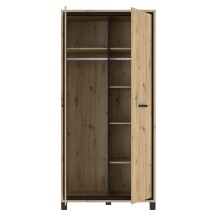 Kleiderschrank >TRONDHEIM< in Artisan Eiche / Schwarz Eiche - 99,1x209x60,3cm B/H/T