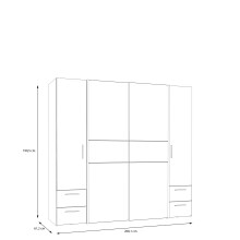 Kleiderschrank >KAPAZA< in Weiss / Artisan Eiche  - 200,1x190,5x61,2cm (BxHxT)