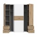 Kleiderschrank >KAPAZA< in Weiss / Artisan Eiche  - 200,1x190,5x61,2cm (BxHxT)