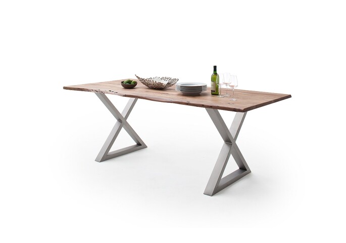 Baumkantentisch >Calabria< in Akazie natur lackiert - 180x76,5x90 (BxHxT)