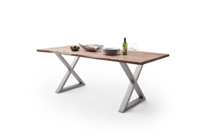 Baumkantentisch >Calabria< in Akazie natur lackiert - 200x77,5x100 (BxHxT)