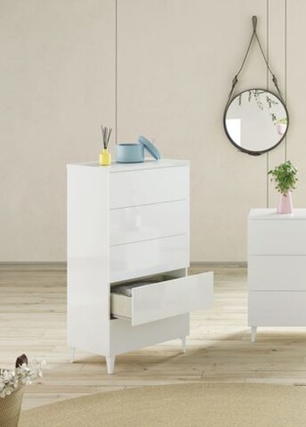 Kommode >Loft< in weiß glänzend - 61x117x40 (BxHxT)