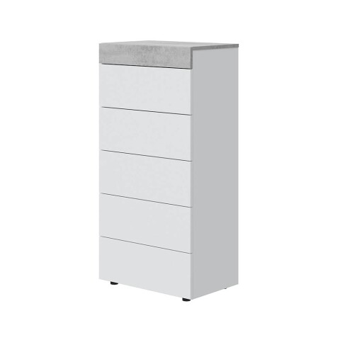 Hochkommode >Tekkan< in Artik-Weiß/Beton-Grau - 61x118x40 (BxHxT)