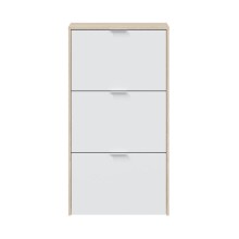 Schuhkipper >Shoe cabinet< in Eiche/Weiß Hochglanz - 60x113x22 (BxHxT)