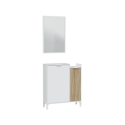 Garderobenset >Ethna< in Artik-Weiß/Natur - 77x91x24 (BxHxT)