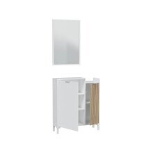 Garderobenset >Ethna< in Artik-Weiß/Natur - 77x91x24 (BxHxT)