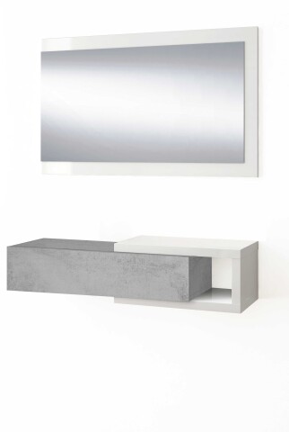 Garderoben-Set >Noon< in Artik-Weiß/Beton-Grau - 95x19x26 (BxHxT)