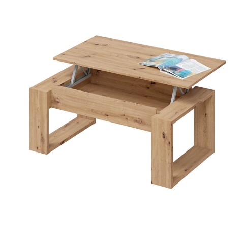 Couchtisch >Nova< höhenverstellbar in Nodi-Eiche-Dekor - 105x45x55 (BxHxT)