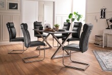 Baumkantentisch >Calabria< in Akazie grau lackiert - 240x79,5x100 (BxHxT)