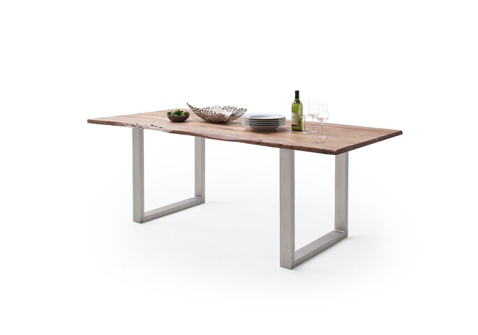 Baumkantentisch >Calabria< in Akazie natur lackiert - 180x76,5x90 (BxHxT)
