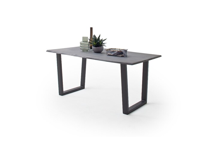 Baumkantentisch >Calabria< in Akazie grau  / anthrazit - 160x76,5x90 (BxHxT)