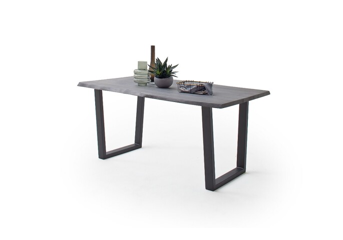 Baumkantentisch >Calabria< in Akazie grau  / anthrazit - 200x77,5x100 (BxHxT)