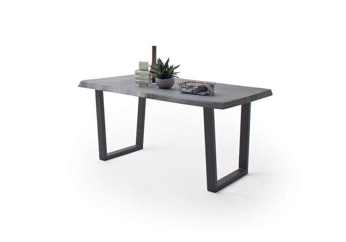 Baumkantentisch >Calabria< in Akazie grau  / anthrazit - 220x79,5x100 (BxHxT)