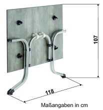 Klapptisch >Boulevard< in Schiefer anthrazit, Polytec® - 120x73x80cm (BxHxT)