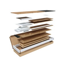 Wohnzimmer-Set >Brooklyn< in Nodi-Eiche/Anthrazit-Grau - 130x47x41 (BxHxT)