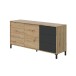 Wohnzimmer-Set >Brooklyn< in Nodi-Eiche/Anthrazit-Grau - 130x47x41 (BxHxT)