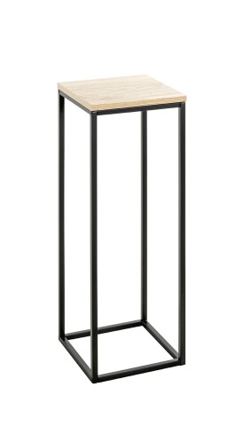 Blumentisch >52568< in eiche, schwarz, MDF, Metall - 23x67x23cm (BxHxT)