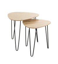 Beistelltisch >24468< in schwarz-eiche, MDF, Metall - 48x48x48cm (BxHxT)