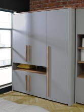 Kleiderschrank >SURFINIO< in Grau  -...