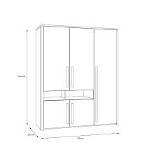 Kleiderschrank >SURFINIO< in Grau  - 158x194,3x58,7cm (BxHxT)
