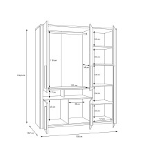 Kleiderschrank >SURFINIO< in Grau  - 158x194,3x58,7cm (BxHxT)