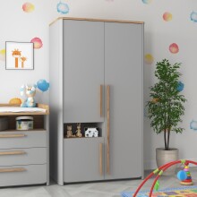 Kleiderschrank >SURFINIO< in Grau  -...